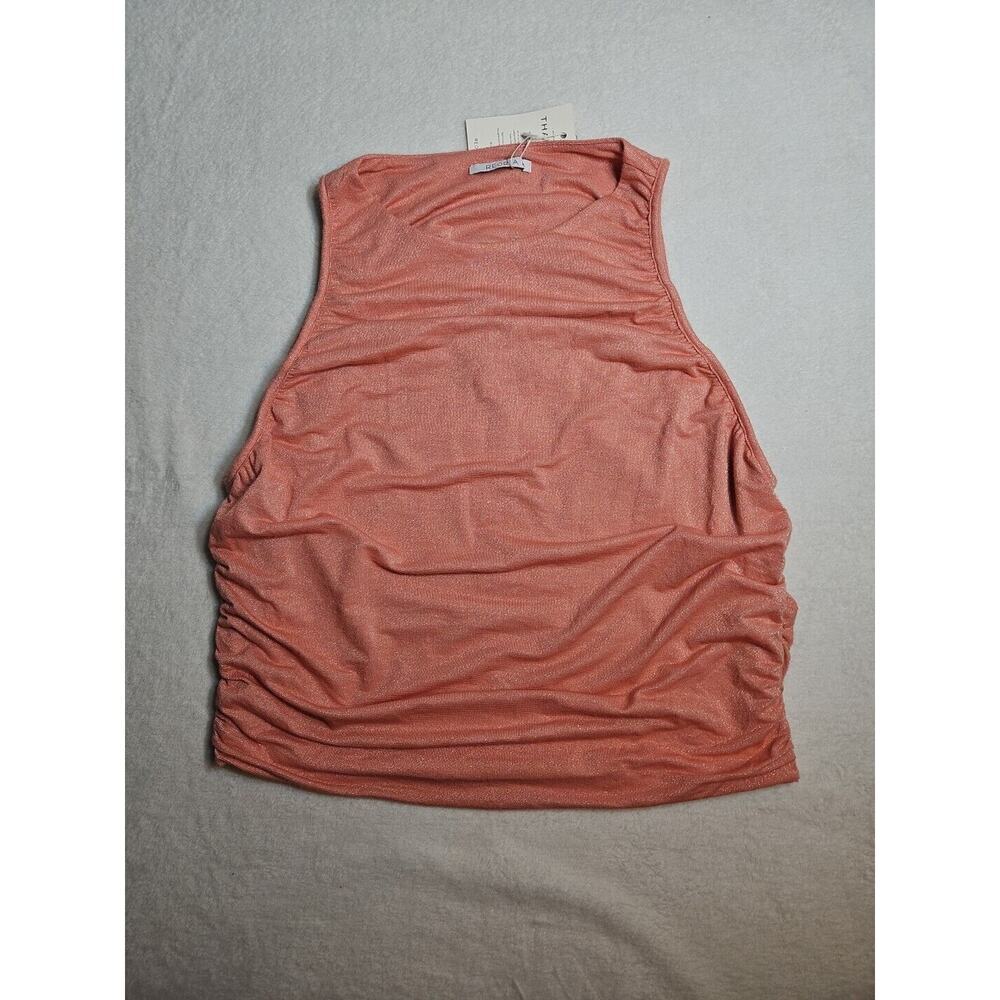 REORIA Womens 2xl Pink Sparkle Sexy Round Neck Sleeveless Double Lined Shirt